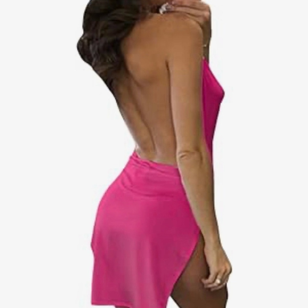 Elegant Pink Backless Dress